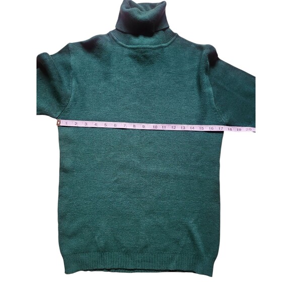Vintage Marshall Fields Turtleneck Mens M Forest Green 70s Slim Minimalist Prep - Picture 5 of 6